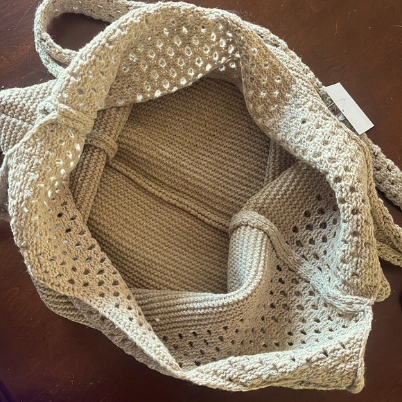 Brand New OGX Knit Sack Shoulder Bag Neutral Tan Woven Beach Tote - Picture 11 of 12